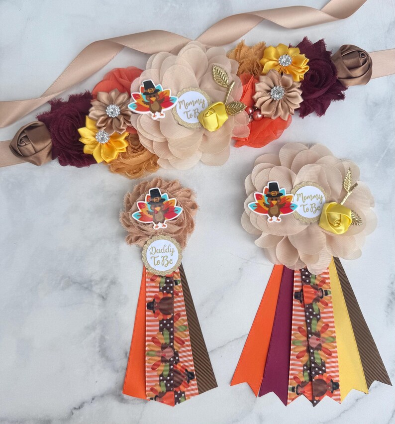 Turkey Baby Shower Sash: Fall Thanksgiving Mommy-to-Be image 2