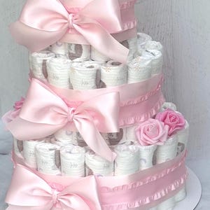 Pink Bow Baby Shower Diaper Cake Gift Centerpiece ,boy or Girl ...