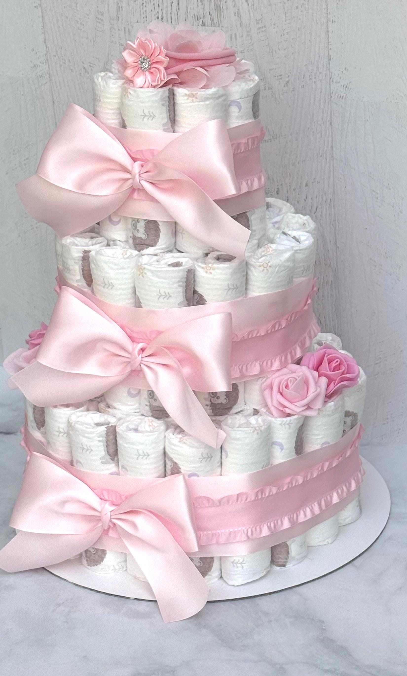 Pink Bow Baby Shower Diaper Cake Gift Centerpiece ,boy or Girl ...