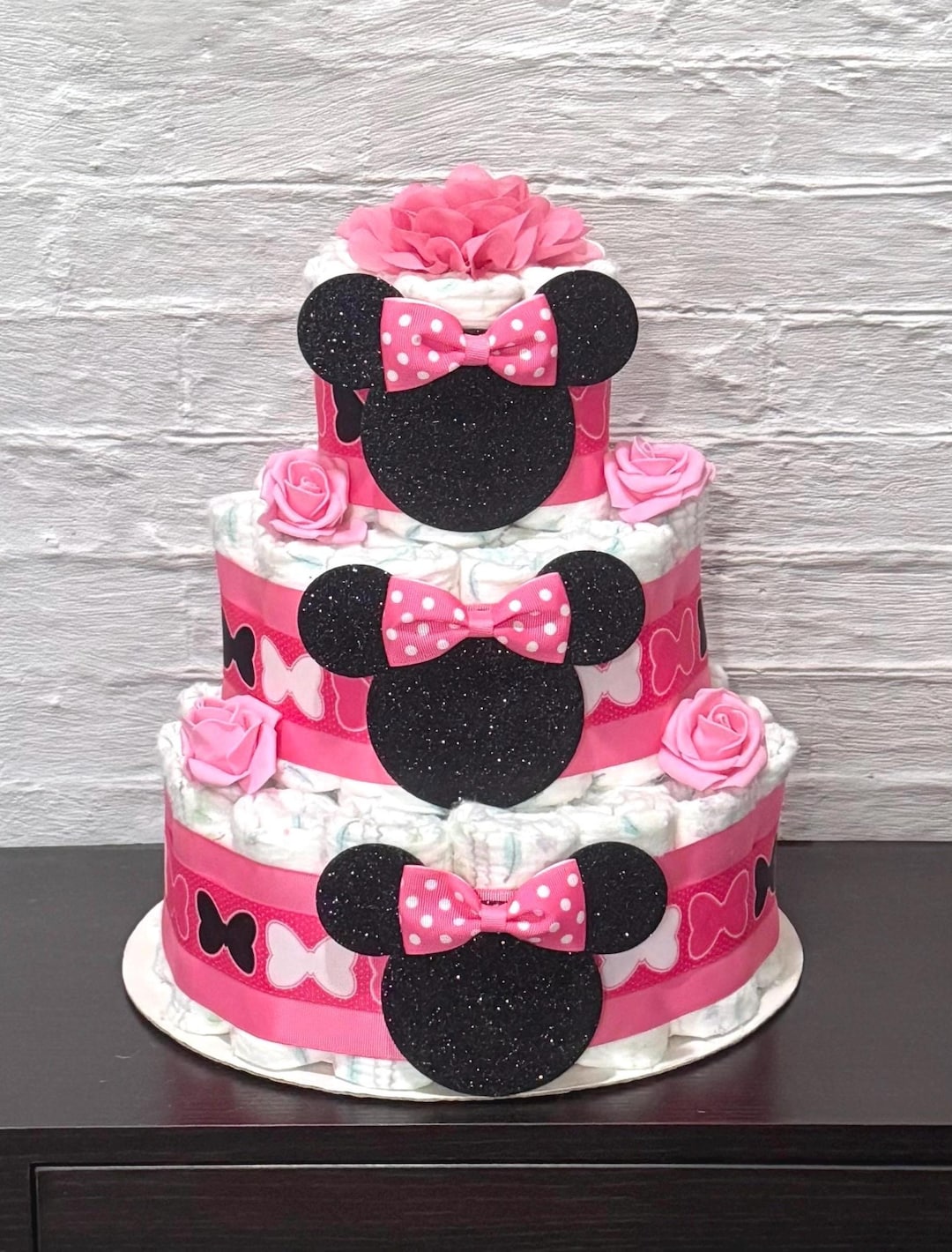 Minnie Mouse Diaper Cake Baby Shower, Baby Shower Centerpieces ...
