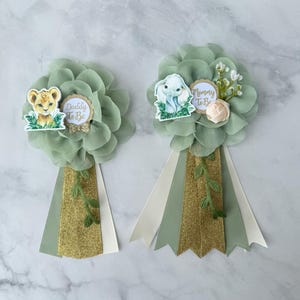 Safari Baby Shower Corsage Safari Baby Shower Pin Mom and Dad Pins Mommy Ribbon Jungle Safari Baby Shower Mommy Corsage Gender Neutral