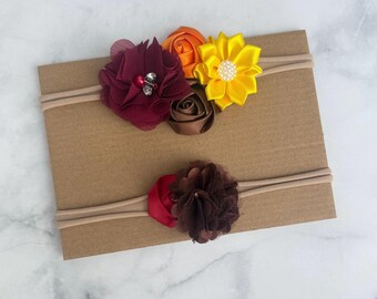 fall baby headband SET Fall headbands newborn headband Toddler Girl Headband Nylon headband Autumn Headband SET