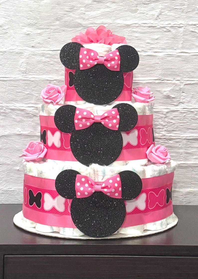 Minnie Mouse Diaper Cake Baby Shower, Baby Shower Centerpieces ...