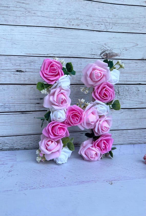 Personalized Floral Free Standing Wood Letter, 8” Initial Nursery