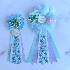 Sea Turtle Baby Shower Corsage ,Ocean Mommy Daddy and Family Pins
