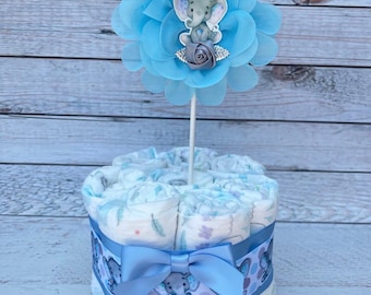 Boy or Girl Elephant Baby Shower Diaper Cake Centerpiece