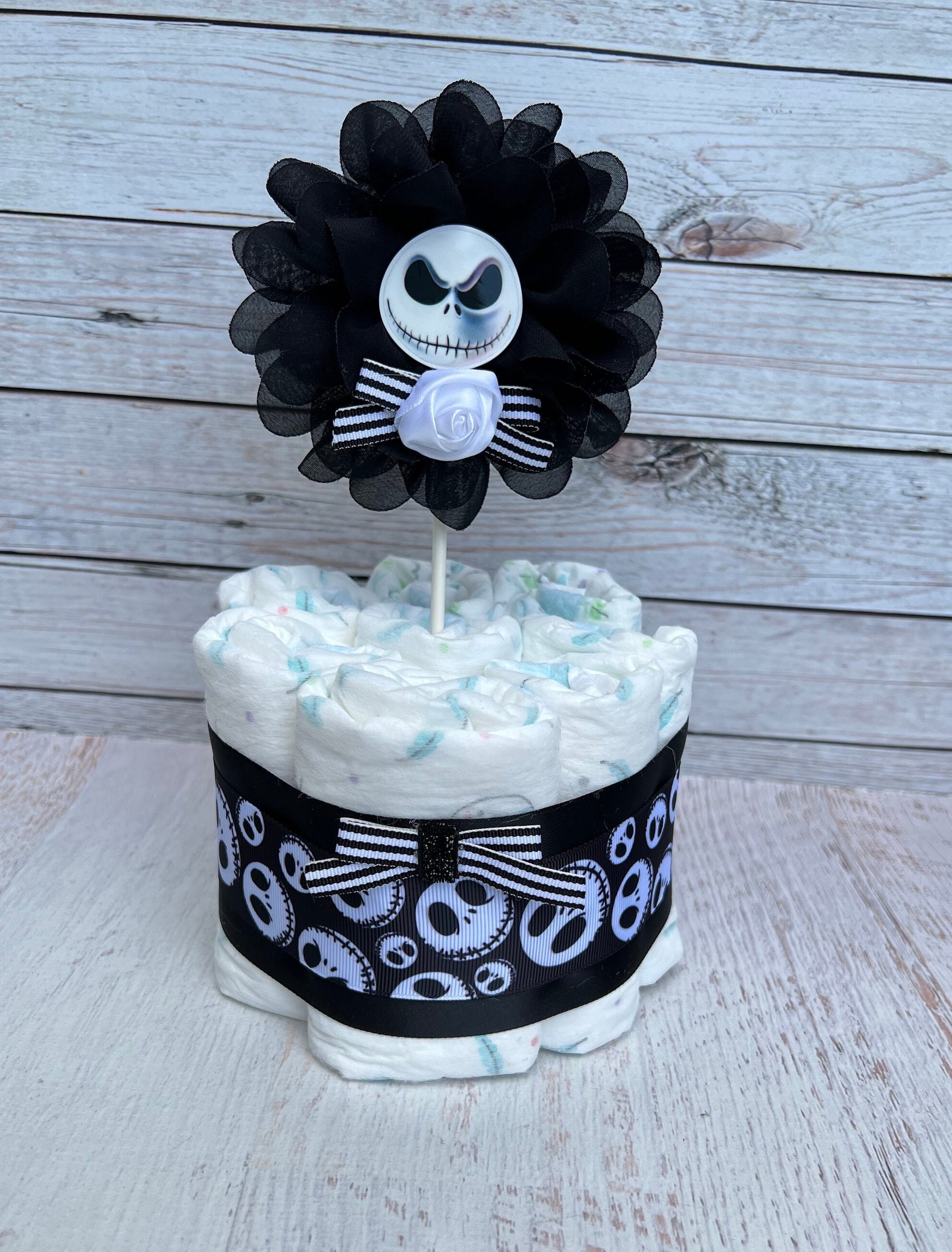 Halloween Nightmare Baby Shower Diaper Cake, Mini Diaper Cake Baby Boy ,Baby Shower Gift,  Baby Shower Decoration,Shower Table Centerpiece