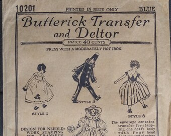 1919-1923  Butterick Deltor Pattern For Four French Dolls and Their Clothes #10201