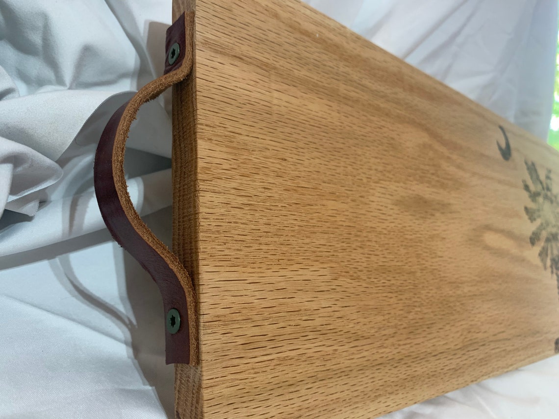 Cheese boards leather handles woodburn solid oak South Etsy