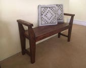 Farmhouse style bench Rustic bench with Armrest Solid Wood bench Handmade Bench Customized Bench