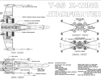 Star Wars X-Wing T-65 Archivos vectoriales