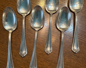 Six Silverplate Wm Rogers & Sons Serving Spoons