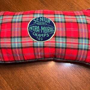 Cotton Flannel Pillow with Vintage Patch