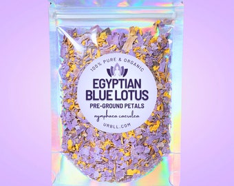 PRE-GROUND Egyptian Blue Lotus Petals + Stamen • .25oz - 16oz Bulk • Powerful 100% Organic Herbal Pre-Ground Herb