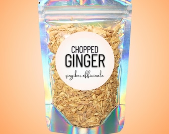 Chopped Ginger Root • Zingiber officinale • All-Natural Dried Botanical • Loose Cut Ginger Pieces • Culinary & Herbal Ingredient