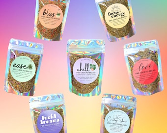 Pre-Ground Herbal Sampler • 7 All-Natural Botanical Blends • Ritual & Ceremony Inspired Tea Set