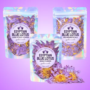 Premium Egyptian Blue Lotus • Authentic Nymphaea caerulea • Zero Additives or Pesticides • Eco-Friendly • Health & Wellness Ceremony Herb