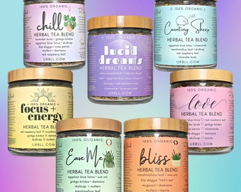 Mood Blend TEA Jars • 100% Organic Herbal Blends • Pick Your Blend • Bundle & Save