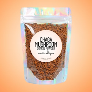 Mini Nuggets de Cogumelo Chaga (&quot;Pó Grosso&quot;) • Mini Pedaços de Chaga Totalmente Naturais • Inonotus obliquus • Chá de Cogumelo Superalimento • Café de Cogumelo