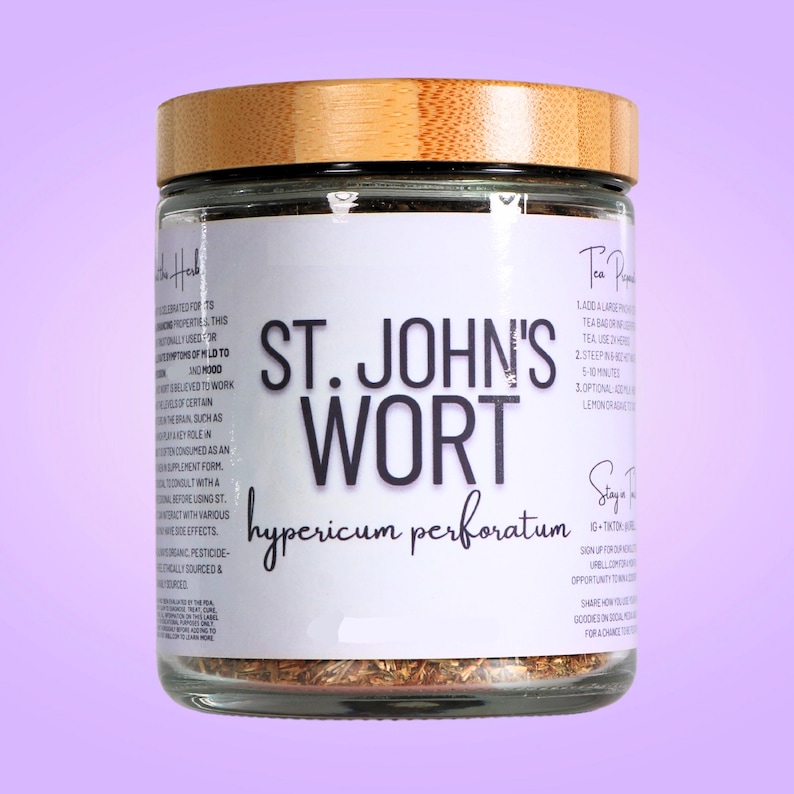 St. John’s Wort • Dried Herb • Hypericum perforatum • Loose Leaf • Natural Botanical Tea or Infusion • All-Natural Herbal Tea Glass Jar