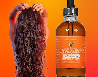 Ashwagandha Massage Oil • All-Natural Ayurvedic Infusion • Premium Wild-Harvested Ashwagandha Root in Sesame Seed Oil • 2oz|4oz Glass Bottle