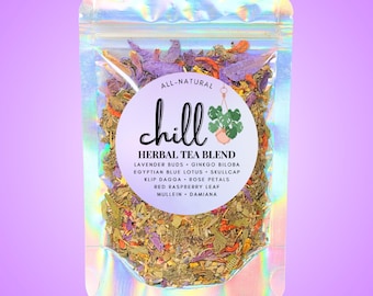 Chill Tea • Ritual Herbal Tea Blend • Egyptian Blue Lotus + 8 All-Natural Herbs • Caffeine-Free • Loose Leaf Botanical Tea • Zero Additives