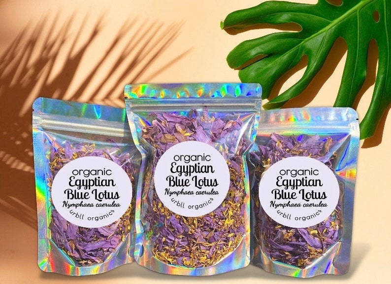 Crushed Egyptian Blue Lotus Flowers • 100% Organic • Nymphaea caerulea • Free of Pesticides Fertilizers & Additives 