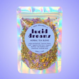 Lucid Dreams Tea • All-Natural Herbal Tea Blend • Dreaming Tea Blend • Calea Zacatechichi • Mugwort • Egyptian Blue Lotus • All-Natural Tea
