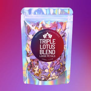 Triple Lotus Tea Blend • Egyptian Blue Lotus + White Lotus + Red Lotus • Relax and Calm Ceremony Tea • All-Natural Loose Petals