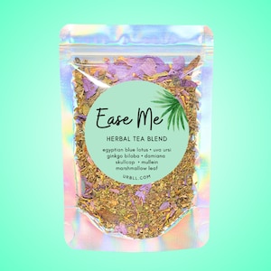 Ease Me • Relaxing Herbal Tea Blend • All-Natural Ingredients • Zero Additives • Vegan • Comforting and Soothing Tea • Calming Ritual Herbs