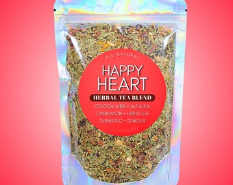 Chá Coração Feliz • Cúrcuma, Gengibre e Hibisco • Mistura de Ervas Botânicas 100% Naturais