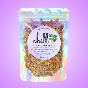 Chill Tea • Calm Ritual Herbal Tea Blend • 10 All-Natural Herbs • Caffeine-Free Relaxing Brew • Egyptian Blue Lotus • Zero Additives