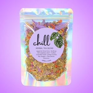 Chill Tea • Calm Ritual Herbal Tea Blend • 10 All-Natural Herbs • Caffeine-Free Relaxing Brew • Egyptian Blue Lotus • Zero Additives