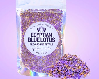 PRE-GROUND Egyptian Blue Lotus Petals + Stamen • .25oz - 16oz Bulk • Powerful 100% Organic Herbal Pre-Ground Herb