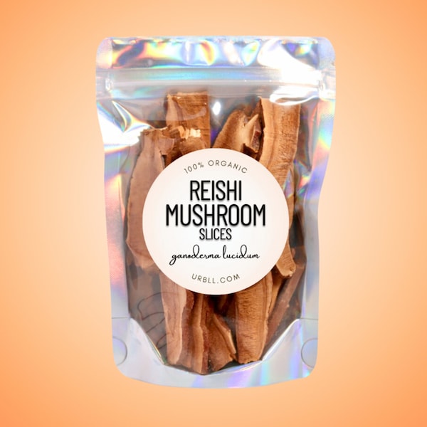 Reishi Organic Mushroom Slices • Lingzhi Mushroom Slices • Ganoderma lucidum •  100% Organic Dried Mushrooms • No Additives or Preservatives