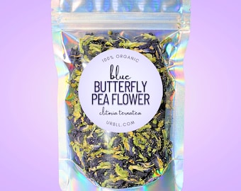 Blue Butterfly Pea Flower Organic • Clitoria ternatea • 100% Organic Dried Herb • Blue Tea Flower • Turns Tea Blue