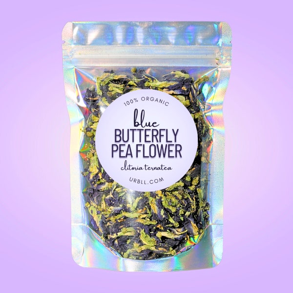 Blue Butterfly Pea Flower Organic • Clitoria ternatea • 100% Organic Dried Herb • Blue Tea Flower • Turns Tea Blue