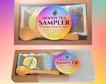 Tea Sampler Gift Box • Sliding Ritual Herbal Tea Set • All-Natural Botanical Blends • Apothecary Style Small Batch Teas