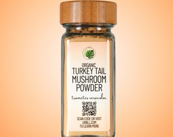 Organic Turkey Tail Mushroom Powder in Glass Jar