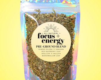 Focus + Energy Pre-Ground Herbal Blend • Ritual Botanical Blend • All-Natural • Caffeine-Free • Additive-Free