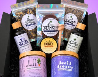 Relax + Dream Gift Box • Tea Lover Gift • Botanical Gift Set • Egyptian Blue Lotus • Lucid Dreams Tea • Mexican Dream Herb