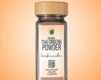 Organic Thai Ginseng Powder in Glass Jar • Premium Grade • 100% Organic