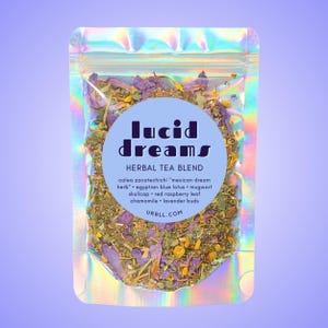 Tè dei sogni lucidi • Miscela di tisane completamente naturali • Miscela di tè dei sogni • Calea zacatechichi • Artemisia • Loto blu egiziano • Tè completamente naturale