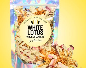 White Lotus Flowers • Whole & Premium Grade • Nelumbo nucifera • 100% Natural • Herbal Tea or Ritual Use • Zero Additives • Ritual Ceremony