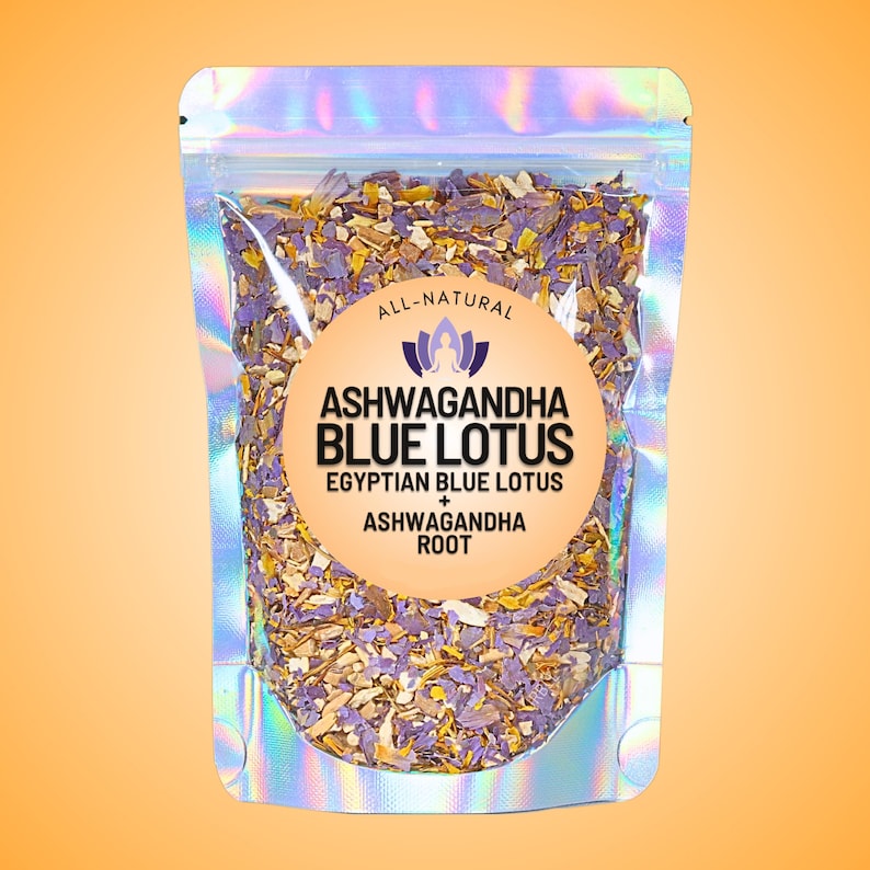 Ashwagandha Blue Lotus • Mezcla de té de hierbas totalmente natural • Té de loto ritual imagen 1