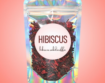 Hibiscus • All-Natural • Hibiscus sabdariffa • Dried Loose Petals • Cut & Sifted Herb for Tea, Tisanes, Apothecary, Rituals, Bath + Blends