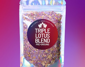Pre-Ground Triple Lotus Blend • Egyptian Blue Lotus + White Lotus + Red Lotus • Relax and Calm Ceremony • All-Natural Ritual Loose Incense