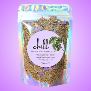 Chill Pre-Ground Herbal Blend • Soothing Pre-Ground Herbs • Meditative Tea Blend • All-Natural • Ritual Meditation Herbs for Evening Unwind