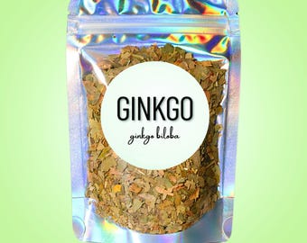 Hojas de Ginkgo Biloba • Hierba seca de hojas sueltas • Botánica cortada y tamizada para té, tinturas, mezclas, herboristería y uso ritual.