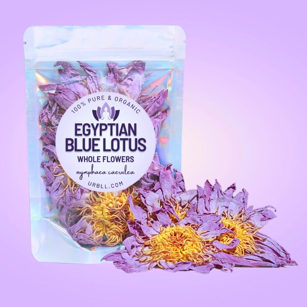 BULK • FREE SHIPPING • Organic Egyptian Blue Lotus Flowers • Crushed/Whole • Nymphaea caerulea • Free of Pesticides, Fertilizers & Additives